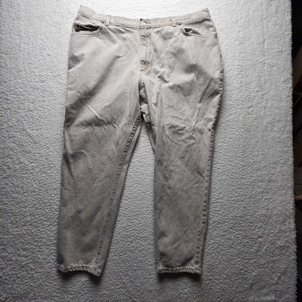 Lee Riveted Jeans Mens 45x29 Beige Relaxed Straight Denim‎ Pants Light Wash